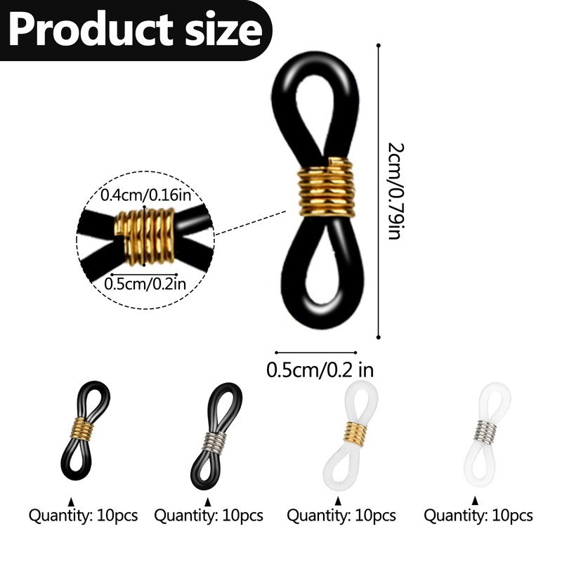 Giantree 40 Pack Eyeglass Chain Connector, Adjustable Anti-Slip Silicone Eyeglass