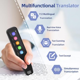 DOSMONO Scanning Translation Pen, OCR Digital Pen Scanner, 112 Languages Voice Translator Device for Meetings Travel Learning, Dictionary Pen, Book Reader, Reading Pen for Kids