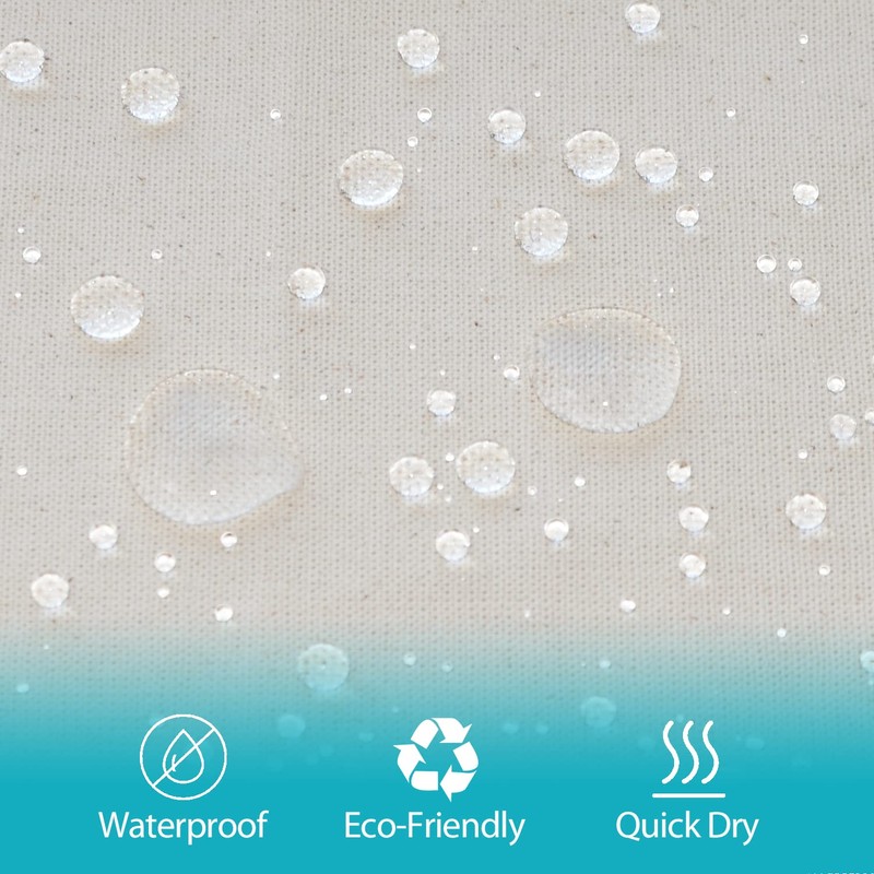 YISURE Short Beige Cotton Shower Curtain 60 Inch Length, Small