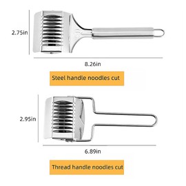 LuckyLight High-grade stainless steel pasta cutting machine, noodle machine, stainless steel noodle grating roller, noodle machine, handheld noodle machine, dough sheeter, 2 pieces (silver)