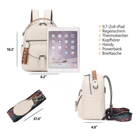 KL928 Women's Backpack Small Women's Backpack 2 in 1 Backpack Bag Soft PU Leather Daypacks Backpacks Waterproof School Bags Women's Backpack Handbags for Travel, Work, Shopping, Light Gray, Casual