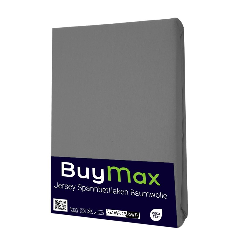 Buymax Jersey Fitted Sheet, 100% Cotton, Base Height, High Base,
