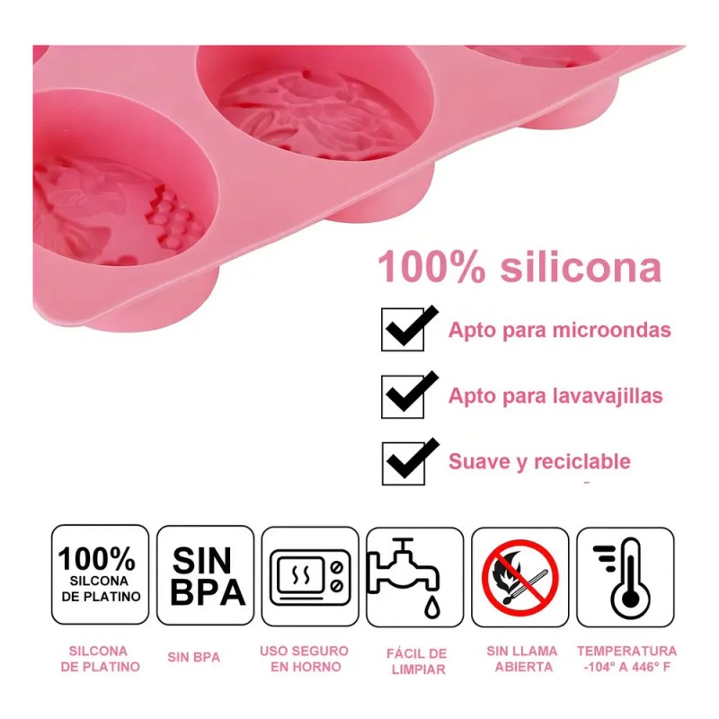 6 Piezas Molde Silicon De 6 Agujeros Para Jabone Repostería；Moldes