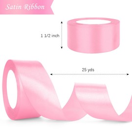 Pink Ribbon For Gift Wrapping Satin Ribbon 1 1/2 Inch Hair Ribbon Ribbons For Crafting Silk Ribbon Hair Ribbons For Women Silk Ribbon For Flower Bouquet Satin Ribbon Roll Back To School Ribbon