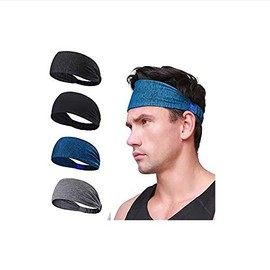 Scott Edward Diadema Deportiva Hombre, 4PCS, Hombres y Mujeres Bandas, protegen del Sudor Diademas Tejidas, Antideslizantes y Transpirables (Black Grey Green)