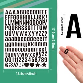 Qilery 32 Sheets 0.5 Inch Letter and Number Stickers Self Adhesive Vinyl Letters Alphabet Stickers Big Font Letters Number Tags for School Classroom Home Mailbox Decor (Black)