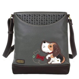 Chala Group Chala Handbags Dog Sweet Messenger Bag Purse, Dog Mom Dog Lover, Gray, 10 " x 11 " x 3 "