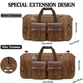 densata Waxed Canvas Duffle Bag for Men - 50L Waterproof Travel Duffel Bags