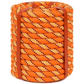 Double Braid Arborist Rope Orange(1/2 in x 50 ft) Arborist Rigging Polyester Rope - 48 Strand Rope Swing for Tree Bull Rope for Outdoor, Climbing, Swing, Sailing (Orange, 1/2 in x 50 Ft)