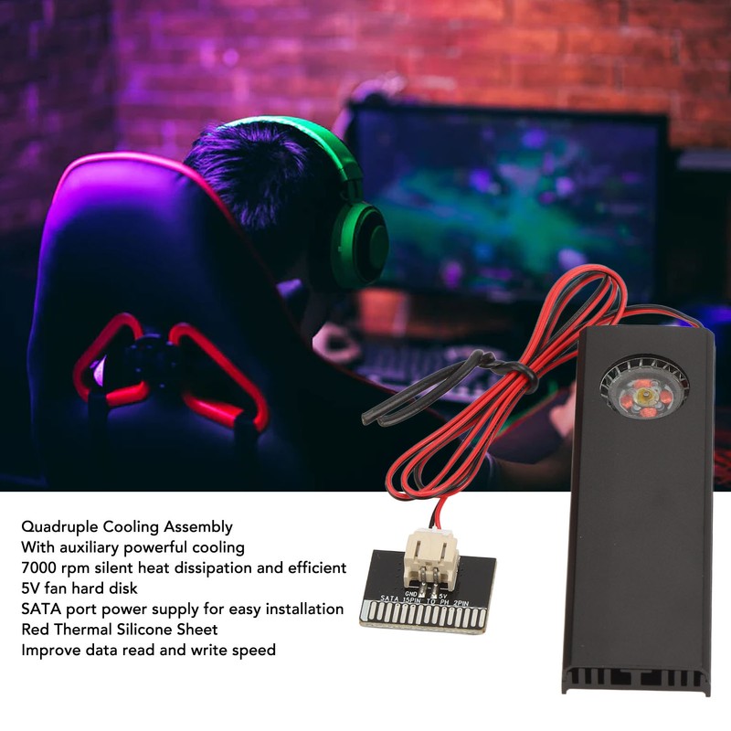 M.2 NGFF NVME SSD Heatsink Quadruple Heat Dissipation 5V Fan