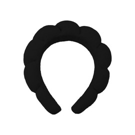 GroveEss Sponge Spa Headband,Cute Makeup Skincare Soft Fabric Hair Band,Terry Towel Cloth Headband for Face Washing, Makeup Removal Shower Facial Mask Yoga Sports(Black)