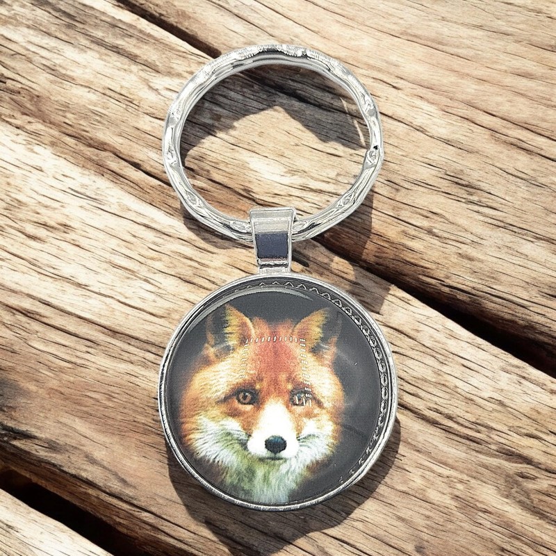 Promotech Smart Fox Keyring - Flat Epoxy Resin Metal Keyring