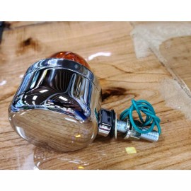 GRAND GENERAL WATERMELON LIGHT AMBER GLASS SINGLE FACE CHROME DIE CAST PEDESTAL LIGHT 78114