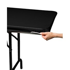 Creative Converting Stay-Put Plastic Table Cover, 29" x 72", Black