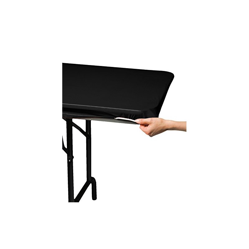 Creative Converting Stay-Put Plastic Table Cover, 29" x 72", Black