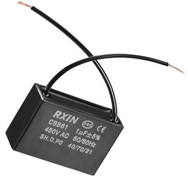 BOXONLY CBB61 1uF Ceiling Fan Capacitor 450V AC 25/70/21 ±5% 50/60Hz Cylinder 36.5x11x24.5mm with 2 Wires Metalized Polypropylene Film Capacitors for Water Pump Motor Generator,1 PCS