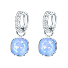 XUPING Luxury Hoop Crystal Earrings Silver Drop Earrings Small Huggie Dangle Earrings for Women Crystals Fashion Jewelry Gifts(Blue Opal)