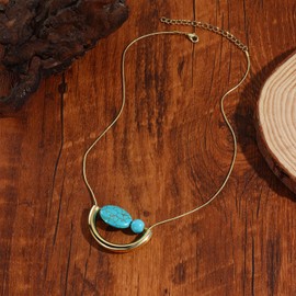 HETICA Turquoise Necklace Suitable for Women Bohemian Gold Adjustable Necklace Fashion Unique Style Jewelry, Medium, Turquoise, No Gemstone