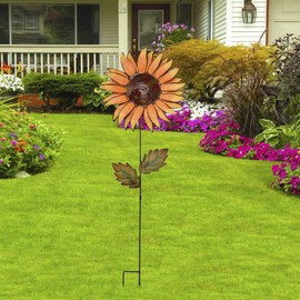 K KILIPES Sunflower Garden Stake Decorative Outdoor Garden Decor Metal Flower Stake for Patio Lawn Yard Plant Pot