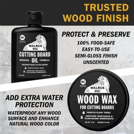 WALRUS OIL - Cutting Board Conditioner, Wood Wax, Cutting Board Feet, and Rag Set. for Cutting Boards, Butcher Blocks, Wooden Spoons, and Bowls. 100% Food-Contact Safe.