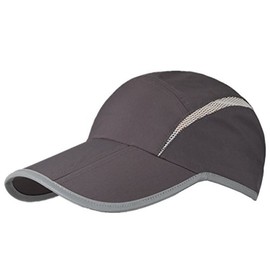 Decentron Foldable Mesh Sun Cap Outdoor Sports Hat Breathable Sun Runner Cap with Reflective Trim, 55-60cm/21.5-23.5inch, Dark Grey
