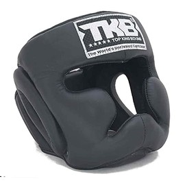 TOP KING Boxing Muay Thai Headgear Head Guard Protection (Empower White, L)