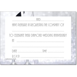 doodlecards Diamond Wedding Anniversary Invitations 60th Pack of 20 Invites and Envelopes