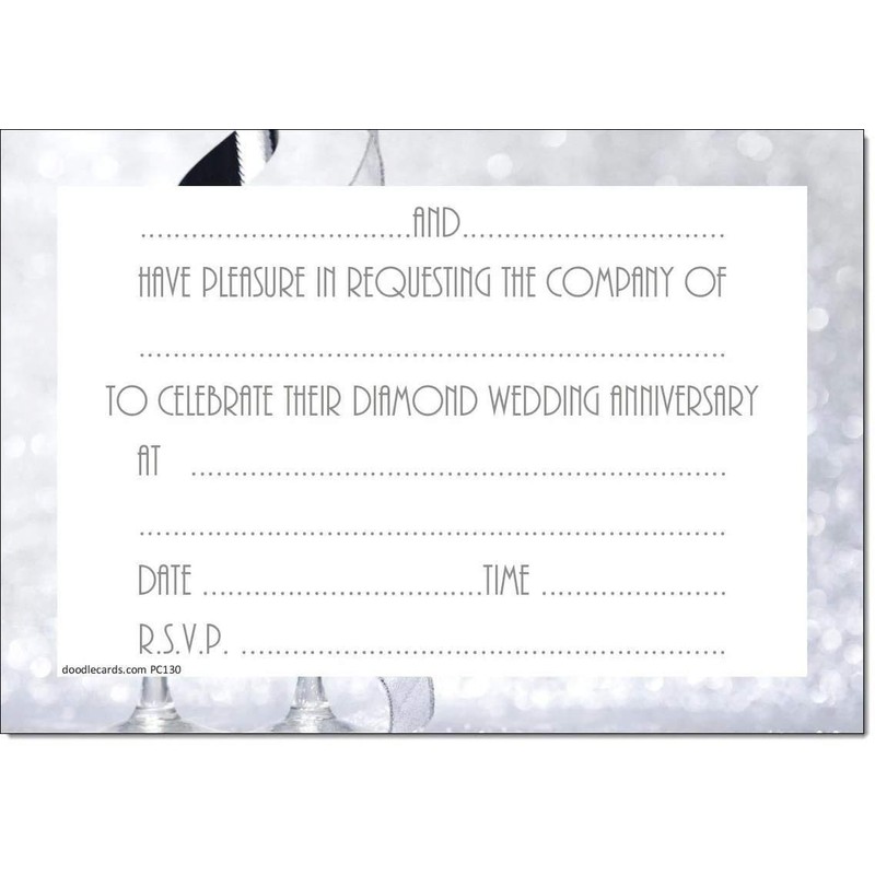 doodlecards Diamond Wedding Anniversary Invitations 60th Pack of 20 Invites