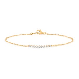 Jewelili Yellow Gold over Sterling Silver Lab Grown Diamond Chain Bracelet for Women | 1/10 CTTW | 7.25" | Timeless Jewelry Gift for Her | Gift Box Included