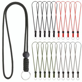Anjiucc 20pcs Braided Lanyard Keychain, Neck Badge Lanyard with Keyring Adjustable Length for Keys Whistle ID Card Holder (Multicolour)