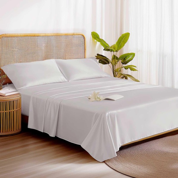 Ultra Soft Bamboo Viscose Queen Sheet Set, Luxurious Silky Feel