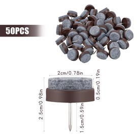 Vesaneae Pack of 50 Felt Gliders Chair 24 mm, Felt Chair Gliders, Furniture Glides with Nail, Chair Leg Floor Protectors, Round Plastic Gliders, Chair Leg Protectors, Furniture Glides for Furniture