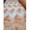 Divastyletextiles Orange 3D Flowers/Floral Beaded Lace Embroidered Mesh Lace Fabric