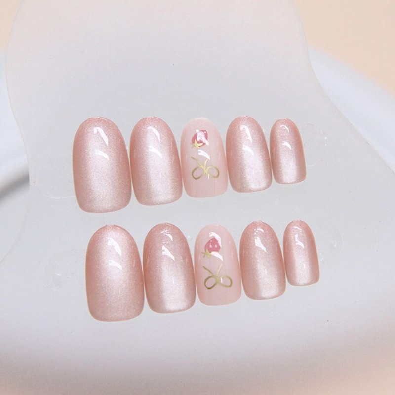 24pcs Oval False Claw French Strawberry Butterfly Cat Eye Press
