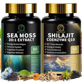 Shilajit for Men and Women, Sea Moss and Shilajit Bundle, All in 1 Supplements with Coenzyme Q10, Black Seed, Ashwagandha, Taurine, Burdock for Energy, Antioxidant & Immune Support, 120 Capsule