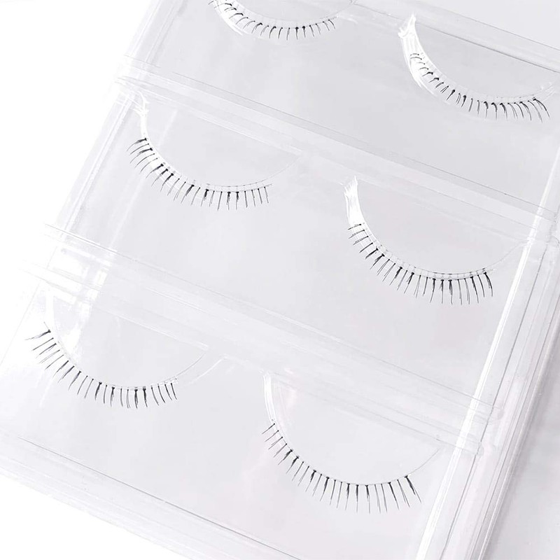 Musegetes 3 Pairs Lower Eyelashes False Eyelashes Transparent Axis False