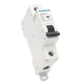 Baomain 16A AC Miniature Circuit Breaker, AC 400V 50Hz 6000A 1 Pole Circuit Breaker,C65 MCB DIN Rail Mount, MBM6C-1P (16 Amp)
