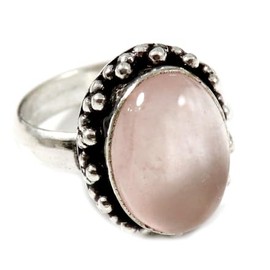 JEWELSTREZOROG Rosenquarz Edelstein-Bandring für Herren und Damen,Geschenkartikel, 925er-Sterlingsilber Bandring handgefertigter Schmuck TSR194D_67 (21.3)