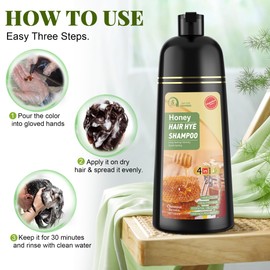 Chestnut Brown Hair Dye Shampoo 3 in 1 for Women & Men 100% Gray Hair Coverage - Herbal Ingredients Natural Plant Hair Color - Hair Dye in Minutes 17.6 Fl Oz