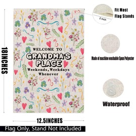 PXTIDY Welcome To Grandma's Place Garden Flag Grandma Garden Sign Flag Grandparents Outdoor Decor Yard Gift