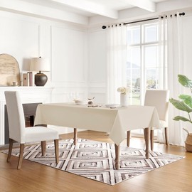 Veblandy - Mantel rectangular impermeable, a prueba de derrames, sin arrugas, lavable, decoración de mesa de cocina, comedor, tela para uso en interiores y exteriores, 54 x 78 pulgadas, color beige