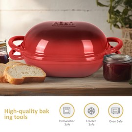 UFEH Dutch Oven for Bread Baking – Premium Cast Iron Pot with Lid – Perfect for Sourdough, Artisan Loaves & No-Knead Bread – 2 QT / 1.9L (Enameled, Round, Oven & Stovetop Safe), Red