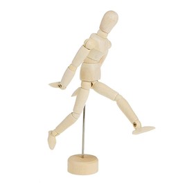 8 Inch Artists Wooden Manikin Flexible Body Joints Human Figure Puppet Model Wood Male Mannequin Doll Ornament Stand for Home Office Desk Decoration Sketching Drawing Painting Supplies