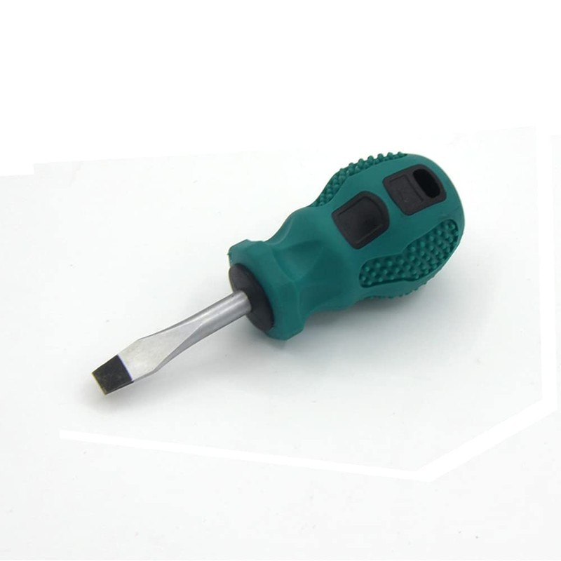 2-Piece Stubby Slotted and Phillips Screwdriver Set with Non-Slip Handle,
