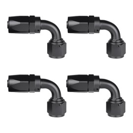 VehiMata 8AN Hose End Fitting 90 Degree Swivel for CPE Braided Fuel Hose Line Aluminum Black 4PCS