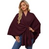 PULI Women's Elegant Poncho Knitted Ponchos Capes Open Front Versatile