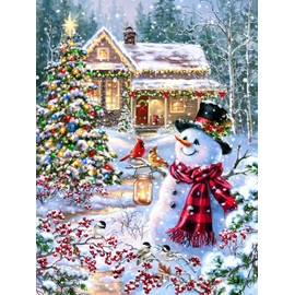 Springbok Cottage in The Snow - 1000 Piece Jigsaw Puzzle for Adults - Made in USA - Unique Cut Pieces