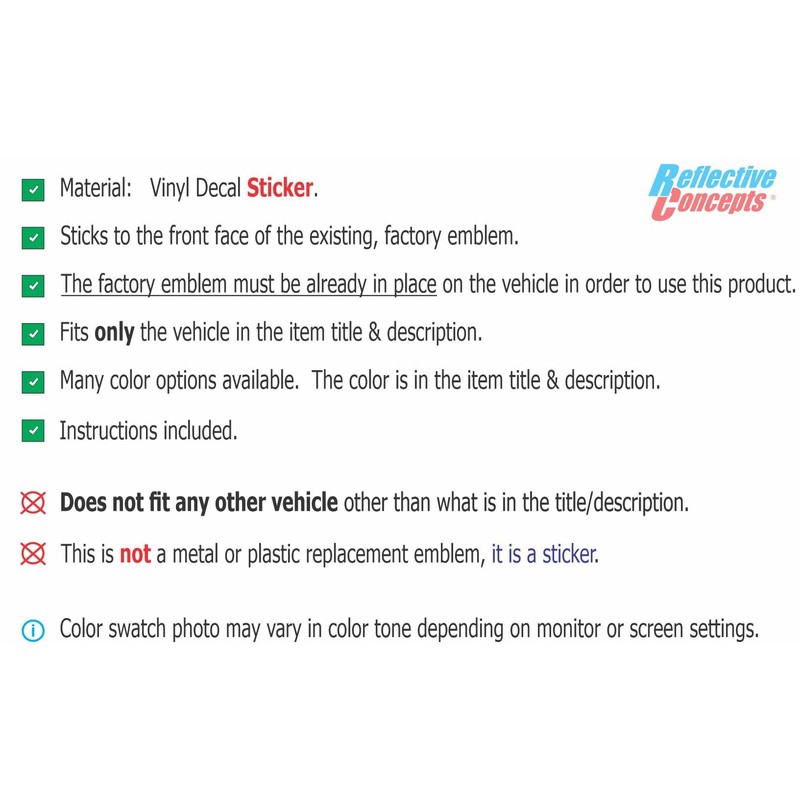 Reflective Concepts - Front and Rear Bowtie Emblem Overlay Decal