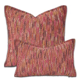 HERAYLI Premium Series Fringe Boho Throw Pillow Cover, Linen Woven Luxury Thick Cushion Case with Tassels for Home Décor,Burgandy, 20x20 Inch