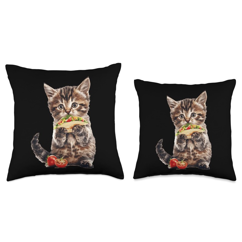 Cat Tacos Throw Pillow